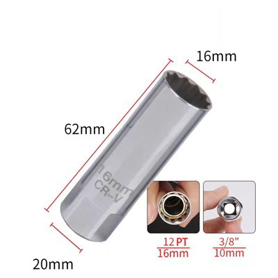 Presa de bugia 3/8"*16*63 -12pt