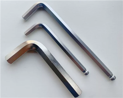 Clau d'endoll hexagonal plana curta estàndard xapada en níquel- amb extensió llarga i cap gran de 19 mm