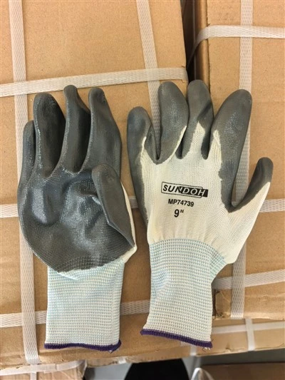 GUANTS DE TREBALL NYLON/NITR. BLANC S. 9